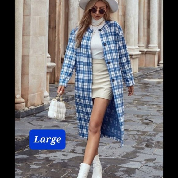 SHEIN Jackets & Blazers - NEW Woman's Flannel Trench Coat (Large)
